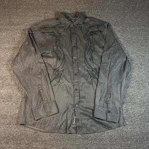 Roar 2000s Tribal Embroidered Button-Up Shirt XXL
